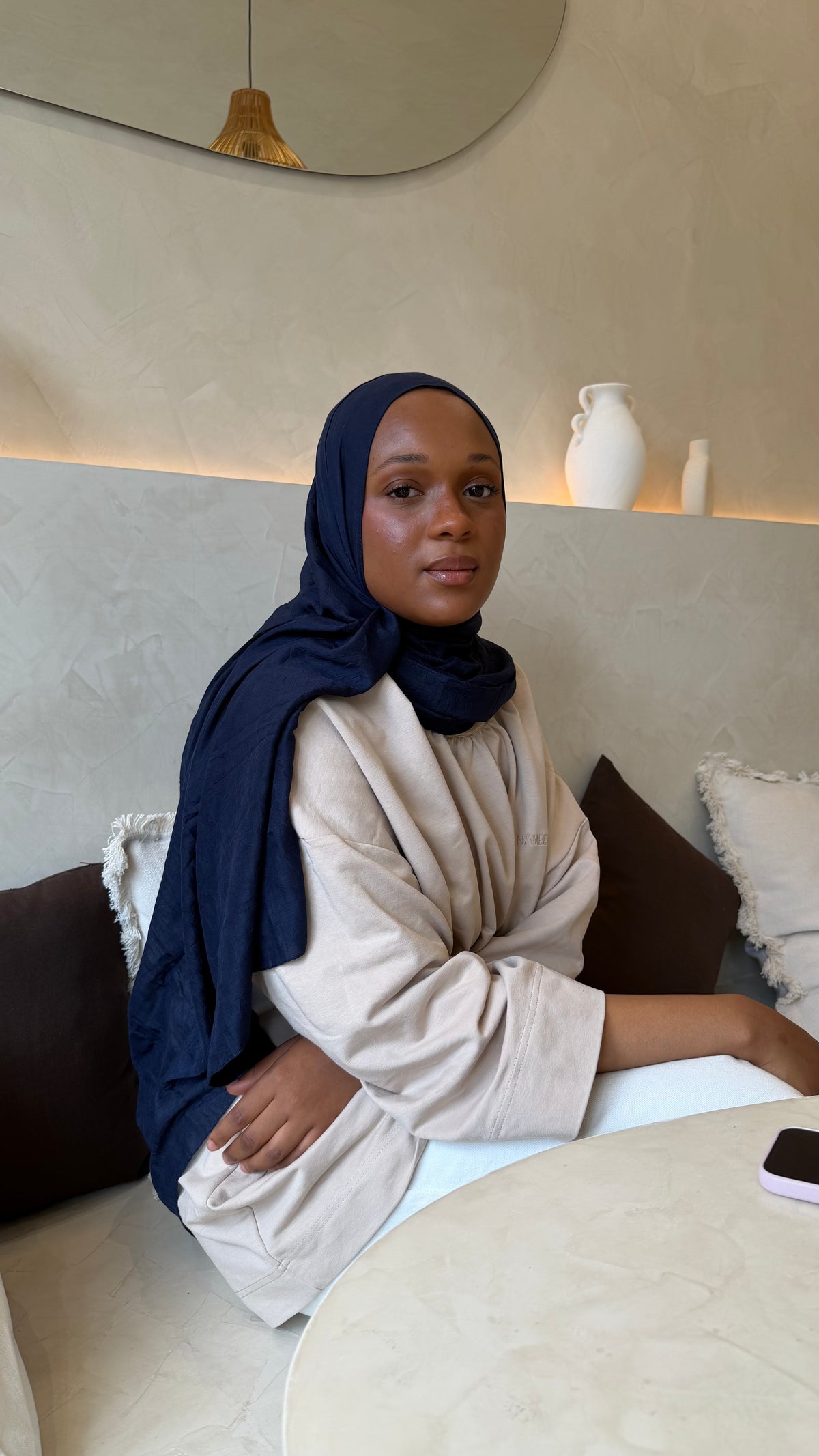 Voile Hijab 100% Coton Extra Long - 200x90cm bleue marine