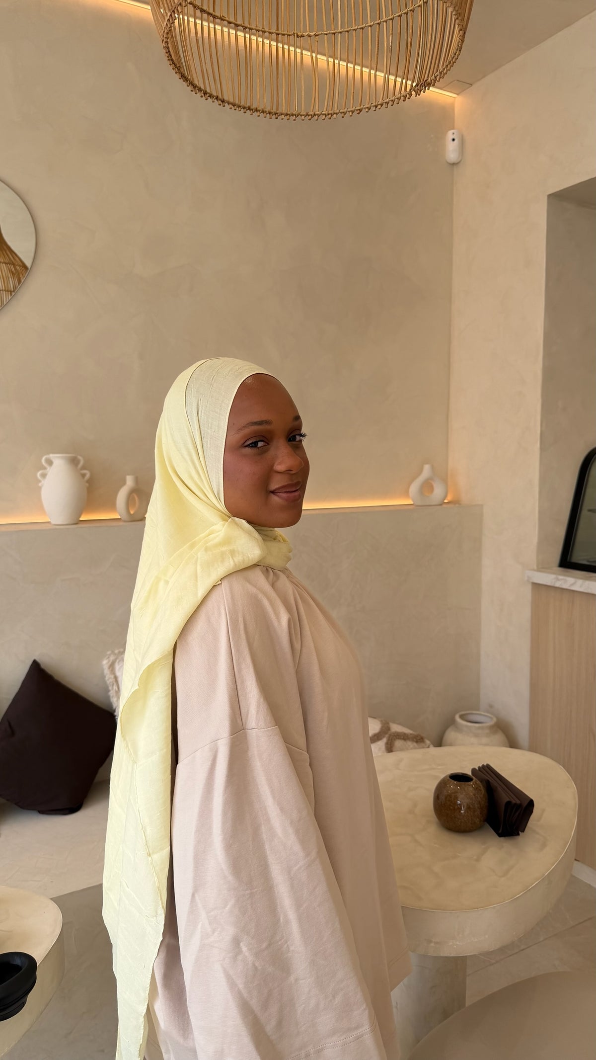 Voile Hijab 100% Coton Extra Long - 200x90cm vanille
