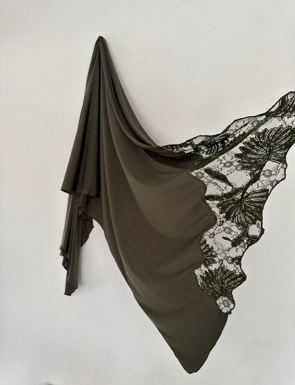 Voile Hijab dentelle premium olive