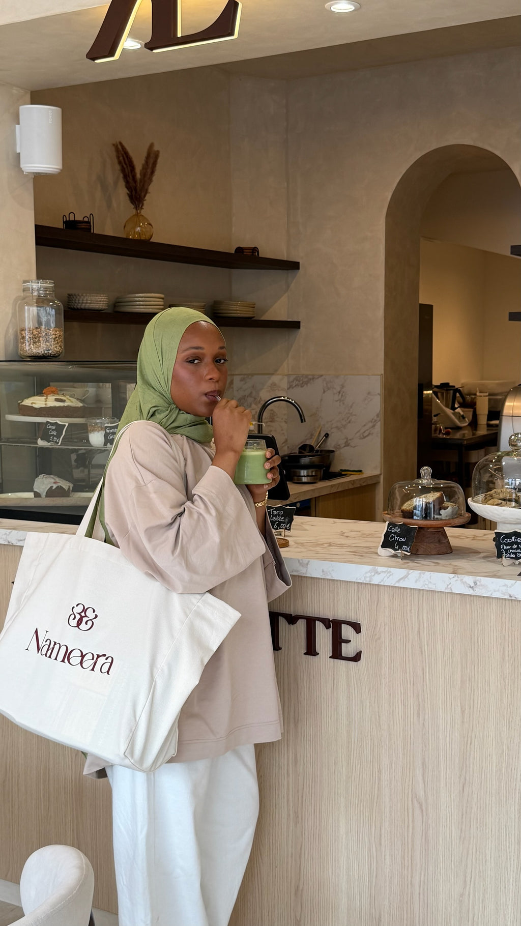Voile Hijab 100% Coton Extra Long - 200x90cm matcha