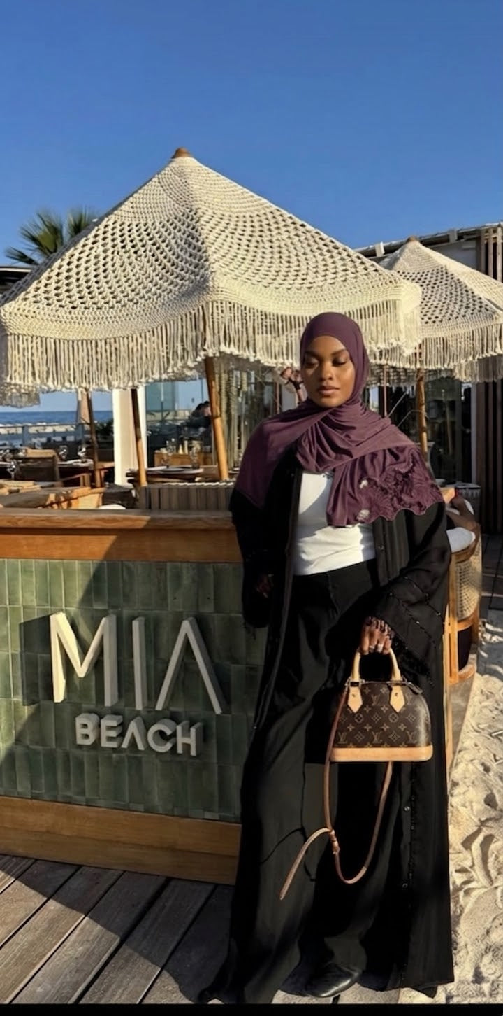 Voile Hijab dentelle premium prune
